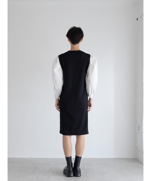 Ayla（アイラ）の「docking shirt sleeve onepiece（ワンピース・レディース・ブラック/ライトベージュ・FREE）」の3枚目の写真