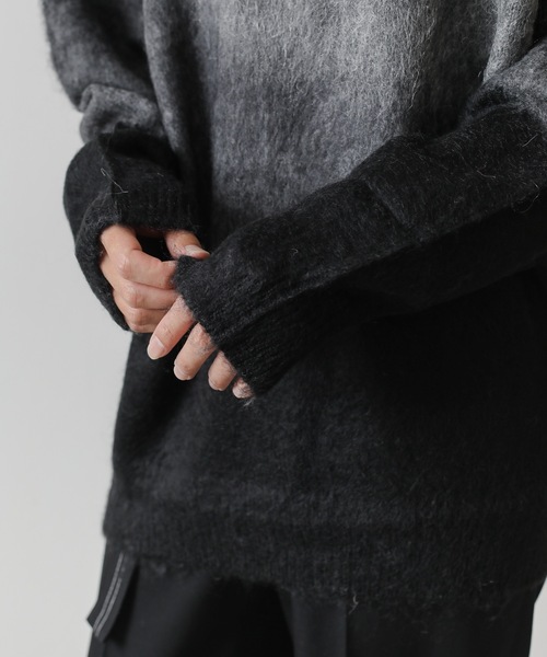 KAZUYUKI KUMAGAI ATTACHMENT（カズユキクマガイアタッチメント）の「MOHAIR WOOL KINT INTARSIA-KINT SWEATER（ニット/セーター・メンズ・ブラック/ブルー・1/3）」の7枚目の写真