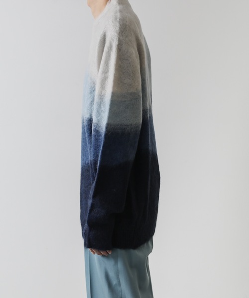 KAZUYUKI KUMAGAI ATTACHMENT（カズユキクマガイアタッチメント）の「MOHAIR WOOL KINT INTARSIA-KINT SWEATER（ニット/セーター・メンズ・ブラック/ブルー・1/3）」の10枚目の写真