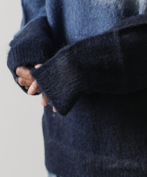 KAZUYUKI KUMAGAI ATTACHMENT（カズユキクマガイアタッチメント）の「MOHAIR WOOL KINT INTARSIA-KINT SWEATER（ニット/セーター・メンズ・ブラック/ブルー・1/3）」の13枚目の写真