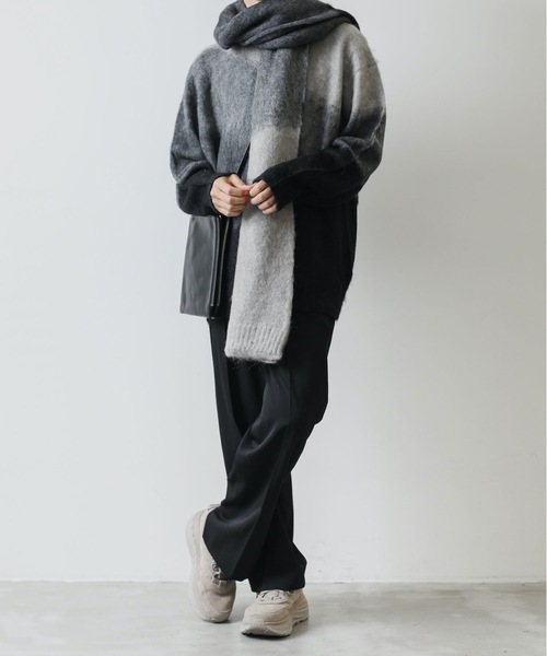 KAZUYUKI KUMAGAI ATTACHMENT（カズユキクマガイアタッチメント）の「MOHAIR WOOL KINT INTARSIA-KINT SWEATER（ニット/セーター・メンズ・ブラック/ブルー・1/3）」の14枚目の写真