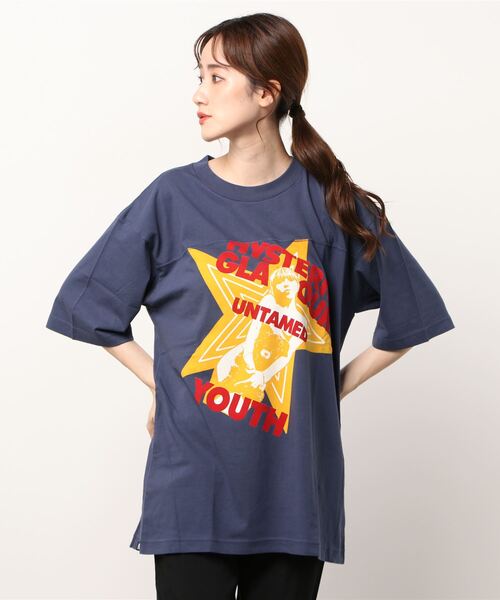 HYSTERIC GLAMOUR（ヒステリックグラマー）の「UNTAMED YOUTH DIARY オーバーサイズTシャツ（Tシャツ/カットソー・レディース・ホワイト/ブラック/ネイビー・FREE）」の8枚目の写真