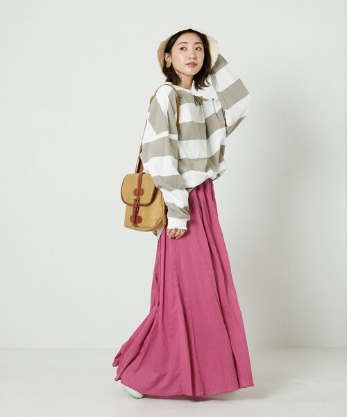 FREAK'S STORE（フリークスストア）の「▽【WEB限定】ワイドボーダーTシャツ（Tシャツ/カットソー・レディース・ブラック×パープル/ライトグレー系/グリーン系その他/ブラック×ホワイト/ブラック×ベージュ/ブルー/ブラウン/ラベンダー・ﾌﾘ-）」の15枚目の写真