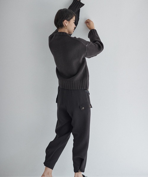 SEA　シー　ダブルフェイスサージ サスペンダーパンツ トラウザーズ　ブラック SEA（シー）の「ダブルフェイスサージ サスペンダー トラウザー