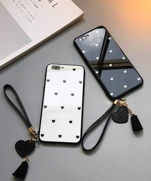 shopnikoniko（ショップニコニコ）の「ストラップ付き ハート柄スマホケース（スマホケース/カバー・レディース・ホワイト/ブラック・A/B/C/D/E/F/G/H/I）」の7枚目の写真