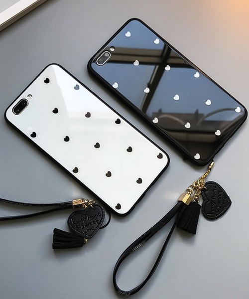shopnikoniko（ショップニコニコ）の「ストラップ付き ハート柄スマホケース（スマホケース/カバー・レディース・ホワイト/ブラック・A/B/C/D/E/F/G/H/I）」の12枚目の写真