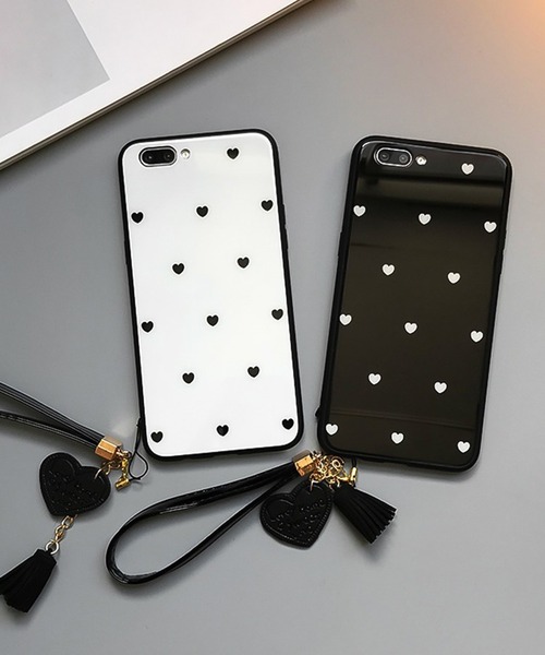 shopnikoniko（ショップニコニコ）の「ストラップ付き ハート柄スマホケース（スマホケース/カバー・レディース・ホワイト/ブラック・A/B/C/D/E/F/G/H/I）」の10枚目の写真