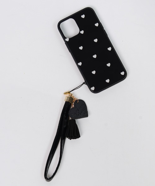 shopnikoniko（ショップニコニコ）の「ストラップ付き ハート柄スマホケース（スマホケース/カバー・レディース・ホワイト/ブラック・A/B/C/D/E/F/G/H/I）」の4枚目の写真