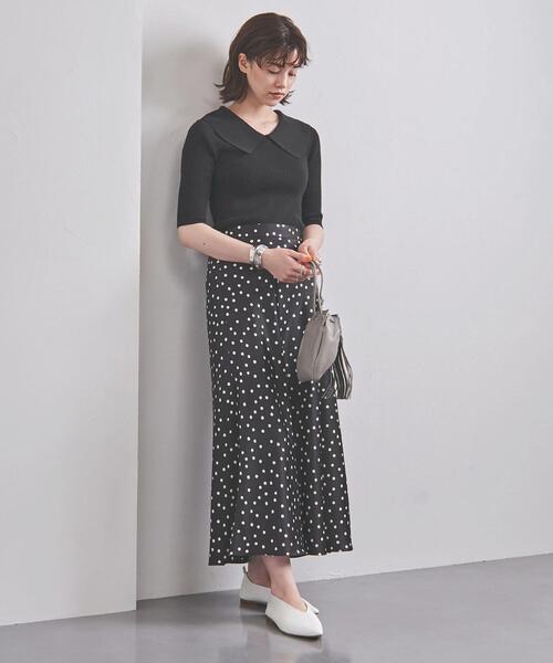 UNITED ARROWS（ユナイテッドアローズ）の「＜UNITED ARROWS＞ビッグカラー ショートスリーブ ニット W◆（ニット/セーター・レディース・ホワイト/ブラック・FREE）」の8枚目の写真