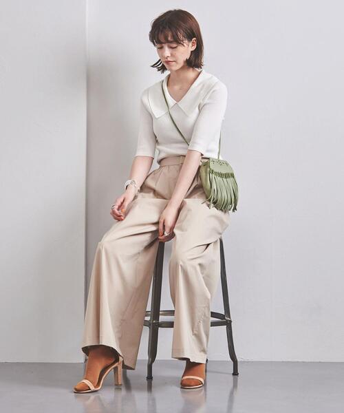 UNITED ARROWS（ユナイテッドアローズ）の「＜UNITED ARROWS＞ビッグカラー ショートスリーブ ニット W◆（ニット/セーター・レディース・ホワイト/ブラック・FREE）」の9枚目の写真