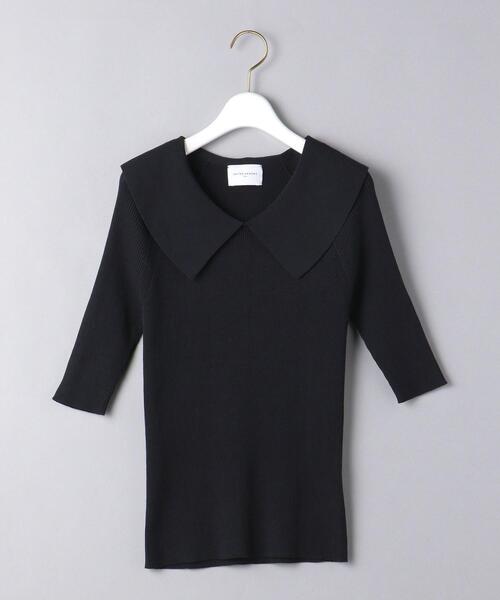 UNITED ARROWS（ユナイテッドアローズ）の「＜UNITED ARROWS＞ビッグカラー ショートスリーブ ニット W◆（ニット/セーター・レディース・ホワイト/ブラック・FREE）」の10枚目の写真