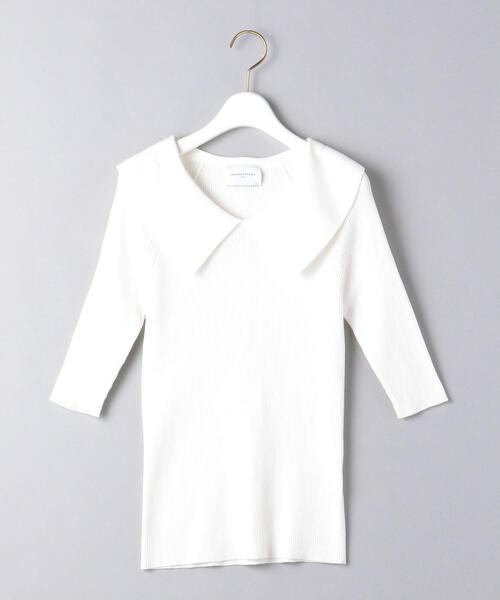 UNITED ARROWS（ユナイテッドアローズ）の「＜UNITED ARROWS＞ビッグカラー ショートスリーブ ニット W◆（ニット/セーター・レディース・ホワイト/ブラック・FREE）」の16枚目の写真