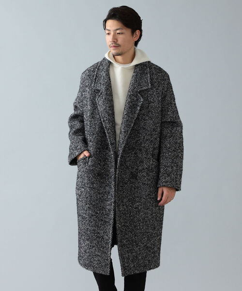 PALTO / ヘリンボーン 4ボタンダブル ベルテッドコート