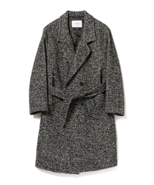 PALTO ヘリンボーン 4ボタンダブル ベルテッドコート 48 PALTO