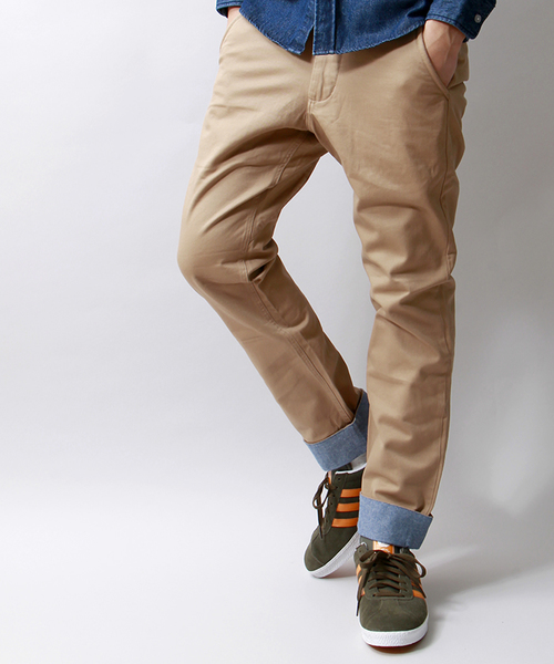 WEGO（ウィゴー）の「WEGO/ロールアップチノパンツ（チノパンツ・メンズ・ベージュ/ネイビー/ワイン・LARGE/MEDIUM）」の2枚目の写真