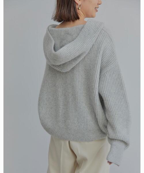 green label relaxing（グリーンレーベルリラクシング）の「HAMILTON ハミルトン ALP アゼ フード プルオーバー ニット（ニット/セーター・レディース・ホワイト/ライトグレー/ベージュ・FREE）」の7枚目の写真