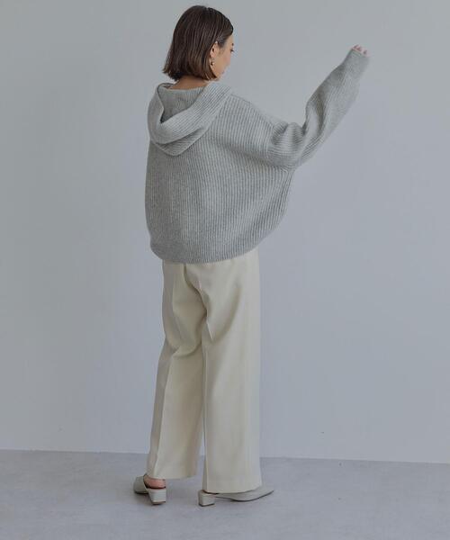 green label relaxing（グリーンレーベルリラクシング）の「HAMILTON ハミルトン ALP アゼ フード プルオーバー ニット（ニット/セーター・レディース・ホワイト/ライトグレー/ベージュ・FREE）」の8枚目の写真