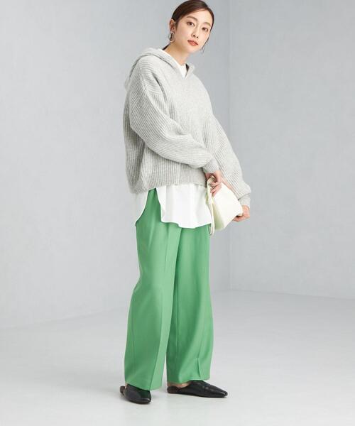 green label relaxing（グリーンレーベルリラクシング）の「HAMILTON ハミルトン ALP アゼ フード プルオーバー ニット（ニット/セーター・レディース・ホワイト/ライトグレー/ベージュ・FREE）」の21枚目の写真