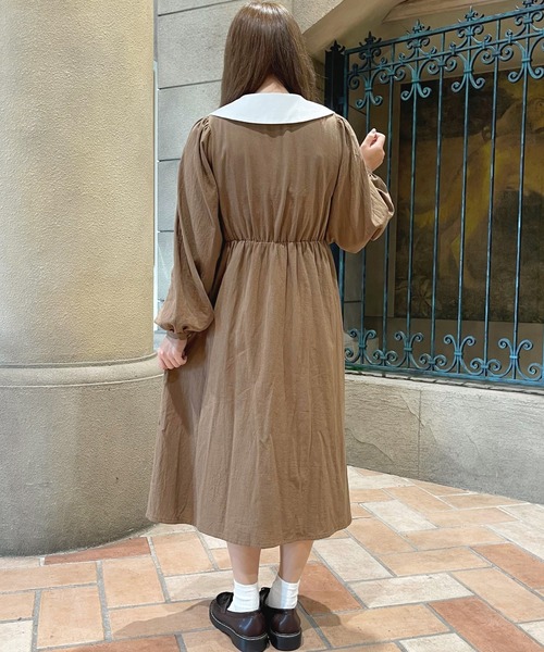 刺繍襟ワンピ【ZOZOTOWN限定アイテム】【8PO】（ワンピース）｜apres