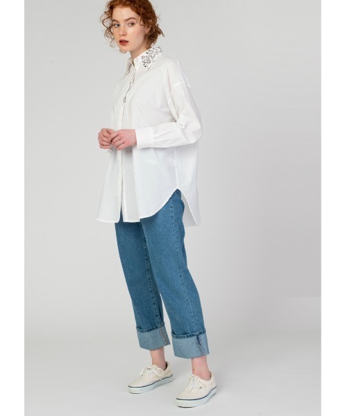 Design Tshirts Store graniph（デザイン　ティーシャツ　ストア　グラニフ）の「インザハーブガーデン｜エンブロイダリーシャツ（シャツ/ブラウス・レディース・オフホワイト・FREE）」の4枚目の写真