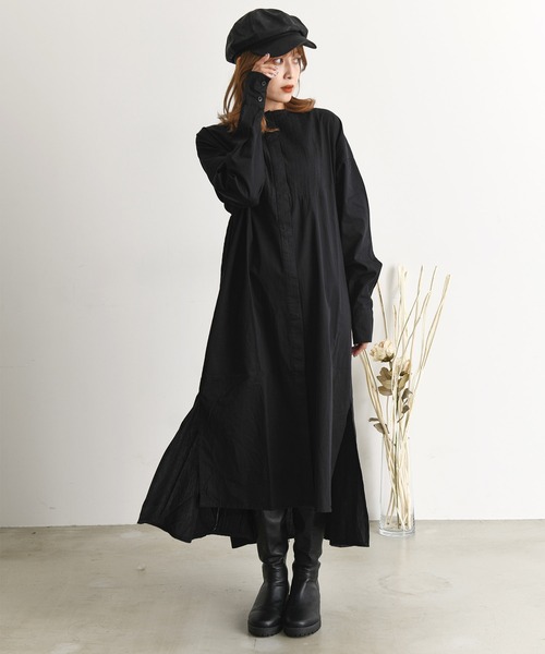Dita(ディータ)の「キャンブリックはしごレースロングシャツワンピース(シャツワンピース・レディース・ホワイト/ブラック/グレイッシュベージュ・M/L)」の3枚目の写真