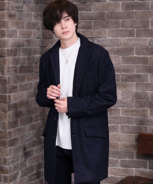 ARCADE（アーケード）の「メルトンウール　チェスターコート（チェスターコート・メンズ・グレー系その他2/グレー/ネイビー/チェック/ブラック/グレー系その他/キャメル・M/LL/L）」の6枚目の写真