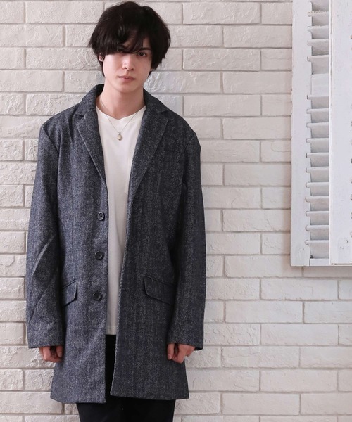 ARCADE（アーケード）の「メルトンウール　チェスターコート（チェスターコート・メンズ・グレー系その他2/グレー/ネイビー/チェック/ブラック/グレー系その他/キャメル・M/LL/L）」の5枚目の写真