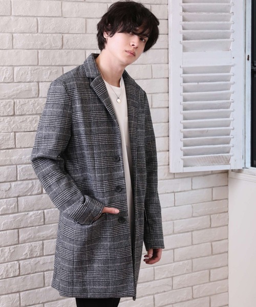 ARCADE（アーケード）の「メルトンウール　チェスターコート（チェスターコート・メンズ・グレー系その他2/グレー/ネイビー/チェック/ブラック/グレー系その他/キャメル・M/LL/L）」の11枚目の写真