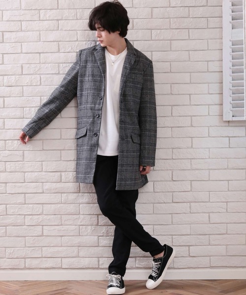 ARCADE（アーケード）の「メルトンウール　チェスターコート（チェスターコート・メンズ・グレー系その他2/グレー/ネイビー/チェック/ブラック/グレー系その他/キャメル・M/LL/L）」の13枚目の写真