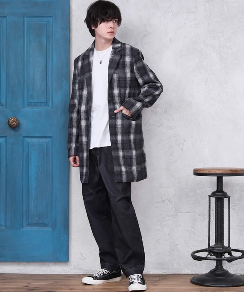 ARCADE（アーケード）の「メルトンウール　チェスターコート（チェスターコート・メンズ・グレー系その他2/グレー/ネイビー/チェック/ブラック/グレー系その他/キャメル・M/LL/L）」の17枚目の写真