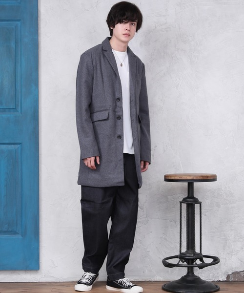 ARCADE（アーケード）の「メルトンウール　チェスターコート（チェスターコート・メンズ・グレー系その他2/グレー/ネイビー/チェック/ブラック/グレー系その他/キャメル・M/LL/L）」の18枚目の写真