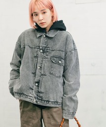 REMI RELIEF/レミレリーフ ブラックデニム 1st ワイド JK デニムジャケット