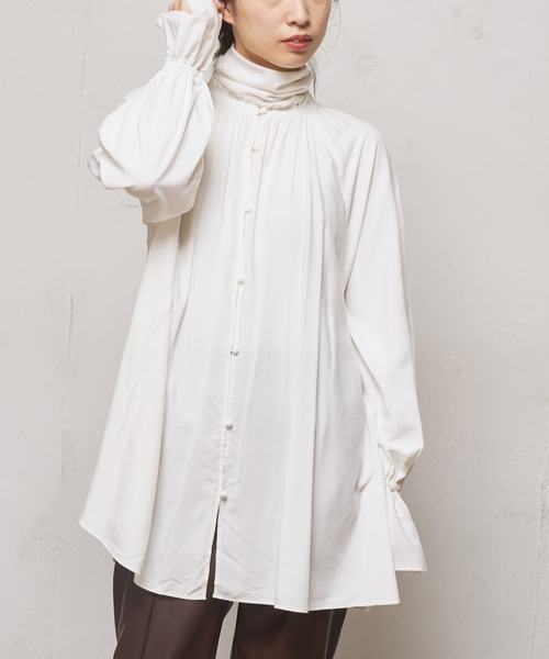 CIAOPANIC（チャオパニック）の「キャンディースリーブブラウス（シャツ/ブラウス・レディース・ブラック/オフホワイト/オリーブ・FREE）」の12枚目の写真