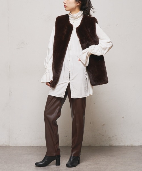 CIAOPANIC（チャオパニック）の「キャンディースリーブブラウス（シャツ/ブラウス・レディース・ブラック/オフホワイト/オリーブ・FREE）」の5枚目の写真