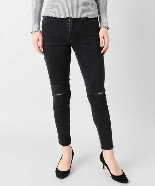 JOINT WORKS（ジョイントワークス）の「クラッシュスキニーパンツ（デニムパンツ・レディース・ブラック・SMALL）」の2枚目の写真