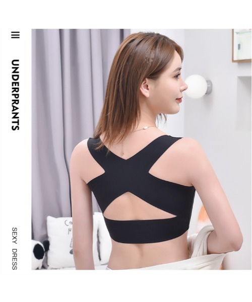 おしゃれスタ（オシャレスタ）の「ナイトブラ　クロスストラップベルト付きナイトブラジャー【補正下着】（ナイトブラ・レディース・ブラック/クリーム・S/M/L/XL/XXL）」の9枚目の写真