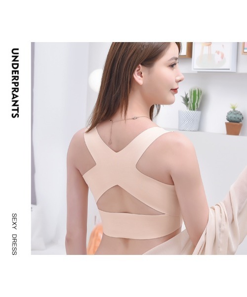 おしゃれスタ（オシャレスタ）の「ナイトブラ　クロスストラップベルト付きナイトブラジャー【補正下着】（ナイトブラ・レディース・ブラック/クリーム・S/M/L/XL/XXL）」の22枚目の写真