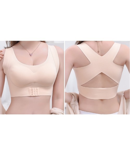 おしゃれスタ（オシャレスタ）の「ナイトブラ　クロスストラップベルト付きナイトブラジャー【補正下着】（ナイトブラ・レディース・ブラック/クリーム・S/M/L/XL/XXL）」の19枚目の写真