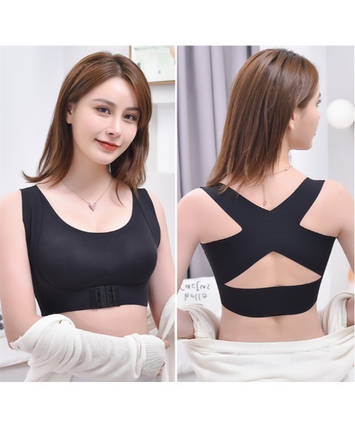 おしゃれスタ（オシャレスタ）の「ナイトブラ　クロスストラップベルト付きナイトブラジャー【補正下着】（ナイトブラ・レディース・ブラック/クリーム・S/M/L/XL/XXL）」の7枚目の写真