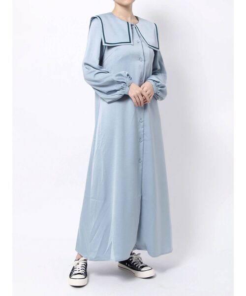 jouetie(ジュエティ)の「スクエアカラーロングワンピース(ワンピース・レディース・ブラック/ブルー/アイボリー・MEDIUM)」の10枚目の写真