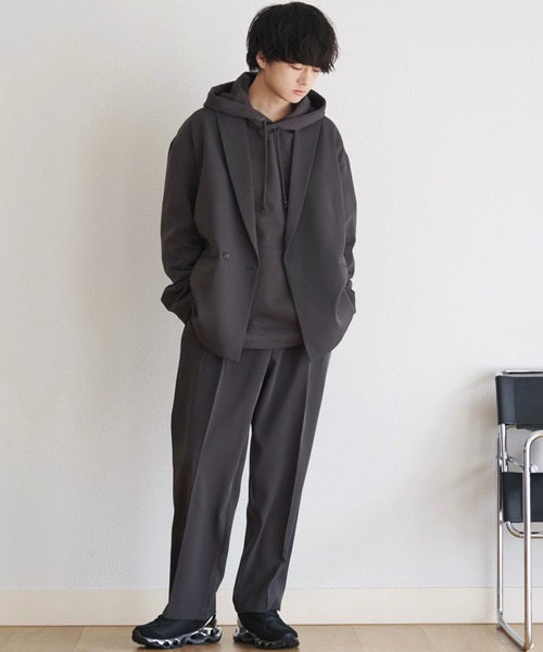WYM LIDNM OVER COAT Sサイズ　チャコール SMOOTH HERRINGBONE MAXI OVER COAT（チェスターコート）｜WYM