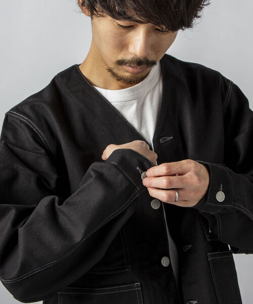 SMITH'S（スミス）の「【SMITH'S AMERICAN／スミス アメリカン】CHARLIE ENGINEER エンジニアジャケット（ブルゾン・メンズ・ブラック/キナリ・MEDIUM/LARGE）」の10枚目の写真