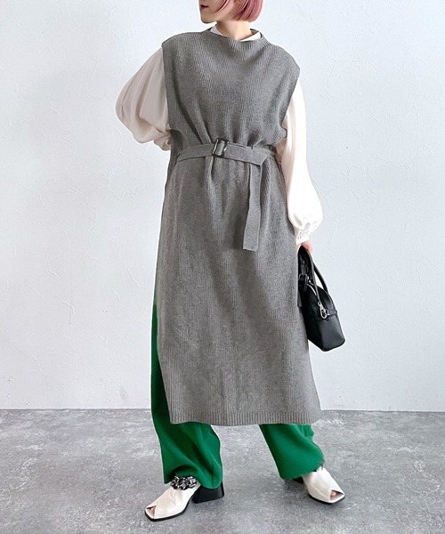 PAGEBOY（ページボーイ）の「ハイネックロングベストワンピース（ワンピース・レディース・チャコールグレー/ブラック・FREE）」の2枚目の写真