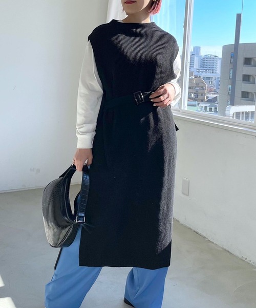 PAGEBOY（ページボーイ）の「ハイネックロングベストワンピース（ワンピース・レディース・チャコールグレー/ブラック・FREE）」の3枚目の写真