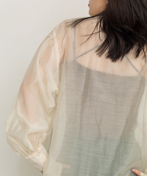 w closet(ダブルクローゼット)の「バンドカラーシアーシャツ(シャツ/ブラウス・レディース・ブラック/ベージュ/アイボリー・FREE)」の15枚目の写真