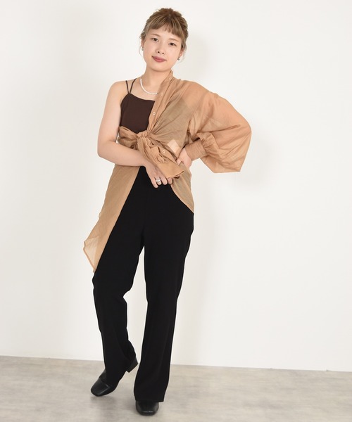 w closet(ダブルクローゼット)の「バンドカラーシアーシャツ(シャツ/ブラウス・レディース・ブラック/ベージュ/アイボリー・FREE)」の20枚目の写真