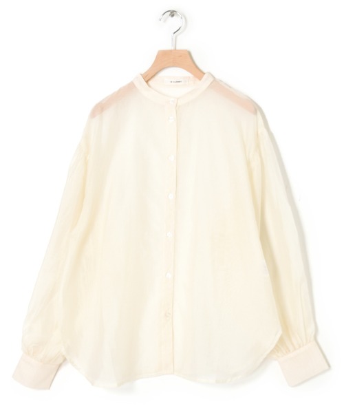 w closet(ダブルクローゼット)の「バンドカラーシアーシャツ(シャツ/ブラウス・レディース・ブラック/ベージュ/アイボリー・FREE)」の8枚目の写真