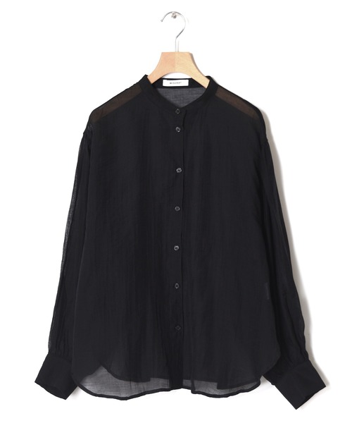w closet(ダブルクローゼット)の「バンドカラーシアーシャツ(シャツ/ブラウス・レディース・ブラック/ベージュ/アイボリー・FREE)」の11枚目の写真