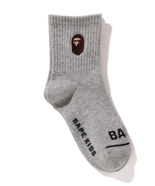 A BATHING APE(アベイシングエイプ)の「APE HEAD RIB SOCKS K(ソックス/靴下・キッズ・ホワイト/ネイビー/グレー・SMALL/MEDIUM/LARGE)」の4枚目の写真