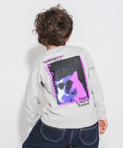 BRANSHES（ブランシェス）の「【bコレ】グラフィック長袖Tシャツ ロンT（Tシャツ/カットソー・キッズ・ホワイト/チャコールグレー/ライトグレー/ブラック/ベージュ/グレー/オフホワイト/オレンジ/ブルーグレー/ラベンダー/カラフル・100/110/120/130/140/150）」の6枚目の写真